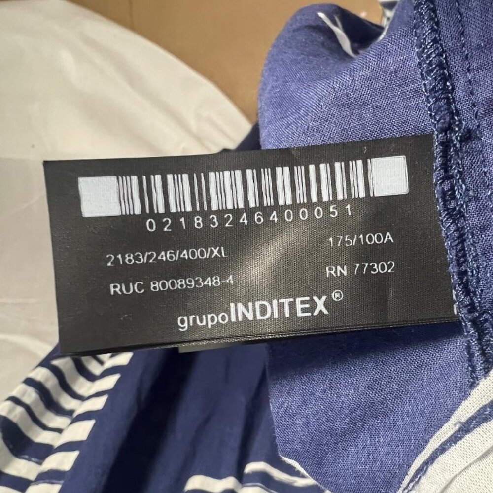 Zara Button Front Maxi Dress in Navy/White - Size XL - Picture 6 of 7